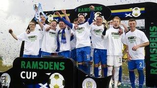 Queen of the South celebrate winning the Scottish Challenge Cup