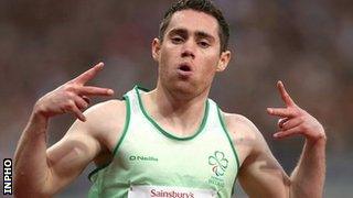 Jason Smyth celebrates after completing the T13 sprint double at last year's London Paralympics