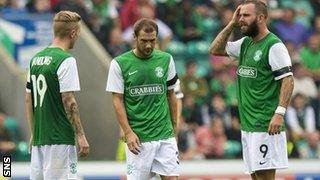 Hibernian players looking dejected