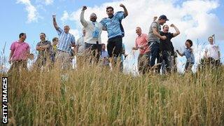 Coventry fans outside Sixfields