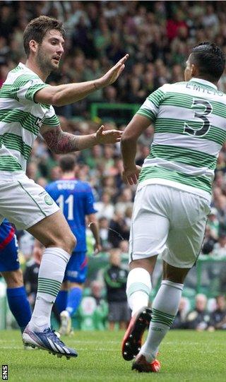 Charlie Mulgrew and Emilio Izaguirre celebrate