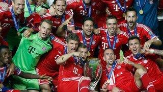 Bayern players celebrate winning the Super Cup