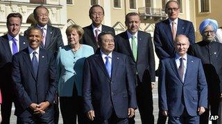 David Cameron and other world leaders at the G20