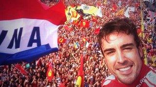 Fernando Alonso with the Monza crowd