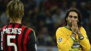 Georgios Samaras shows his disappointment at the San Siro