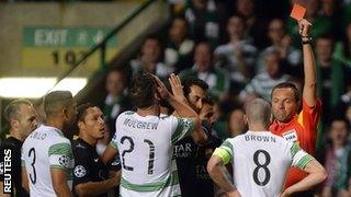 Celtic captain Scott Brown receives his marching orders