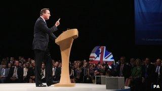 David Cameron addressing the Conservative Party conference