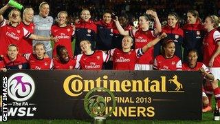 Arsenal celebrate winning Continental Cup