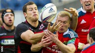 Tim Visser playing for Edinburgh against Munster