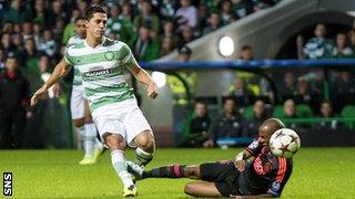 Beram Kayal scores for Celtic against Ajax