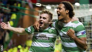 James Forrest and Virgil van Dijk celebrate