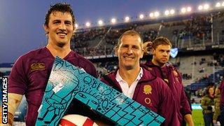 England captain Tom Wood with head coach Stuart Lancaster