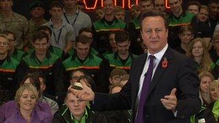 David Cameron addresses Mini workers near Oxford