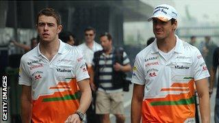 Force India drivers Paul di Resta and Adrian Sutil prior to the grand prix