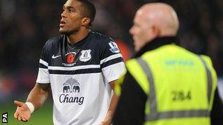 Sylvain Distin confronted Everton supporters following the 0-0 draw at Selhurst Park