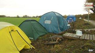 Anti-fracking campaigners have set up a protest camp on land in Salford