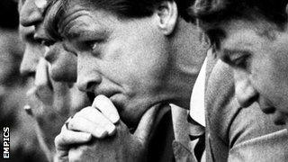 Graham Turner ruefully watches his Aston Villa team beaten 6-0 at Nottingham Forest in September 1986, the day before his sacking