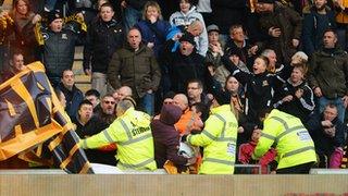 Hull City fans with banner