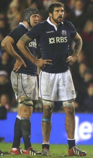 Scotland"s captain Kelly Brown (centre) during the loss to Australia