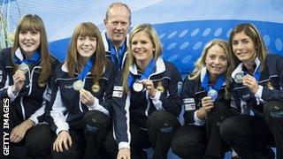 Scotland's women's curling team show off their European silver medals