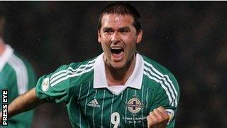 David Healy scores an equaliser against Azerbaijan