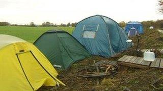 Anti-fracking campaigners have set up a protest camp on land in Salford