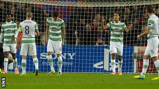 Celtic despair after conceding a goal in the Nou Camp