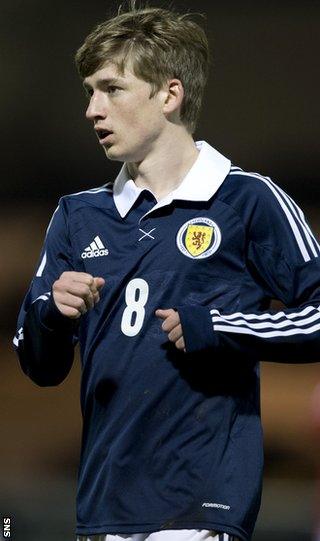 Ryan Gauld in Scotland Under-21 colours