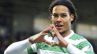 Virgil van Dijk celebrates after scoring for Celtic against St Johnstone