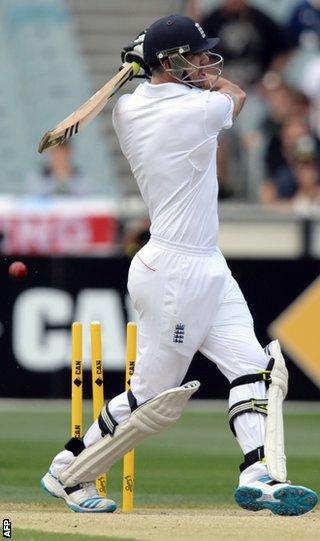 Kevin Pietersen is bowled for 71