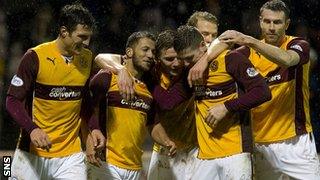 Motherwell players celebrating