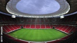 A general view of the Mane Garrincha Stadium venue for the 2014 FIFA World Cup Brazil on December 9, 2013 in Brasilia, Brazil.