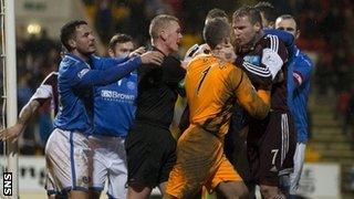 St Johnstone and Hearts players