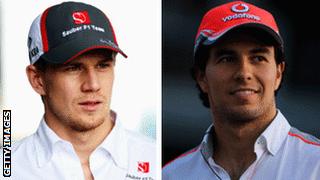 Nico Hulkenberg (left) and Sergio Perez