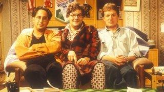 David Baddiel, Angus Loughran (aka Statto) and Frank Skinner presented the Fantasy Football show