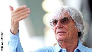 Bernie Ecclestone in the paddock before a grand prix.