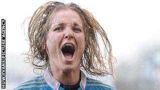 Alice Trevisan of Italy celebrates beating Wales Women