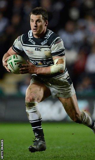 Brett Seymour of Hull FC in action during the Stobart Super League match between Hull FC and Bradford Bulls at KC Stadium on March 30, 2012 in Hull, England.