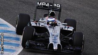 JEREZ DE LA FRONTERA, SPAIN - JANUARY 29: Jenson Button of Great Britain and McLaren drives the new MP4-29 during day two of Formula One Winter Testing at the Circuito de Jerez on January 29, 2014.