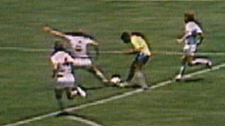 England's Bobby Moore tackles Jairzinho of Brazil