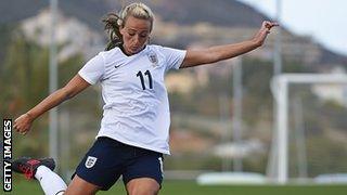 Toni Duggan of England in action during the friendly match between England and Norway at la Manga Club on January 17, 2014 in La Manga, Spain.