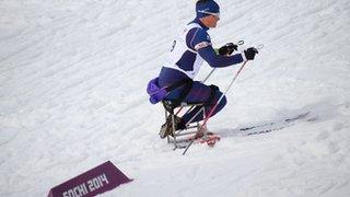 A skier on Sochi's biathlon and cross-country track