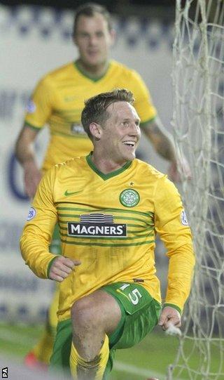 Kris Commons celebrates one of his three goals against Kilmarnock