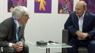 Bernie Ecclestone met Russia president Vladimir Putin in Sochi on 8 March