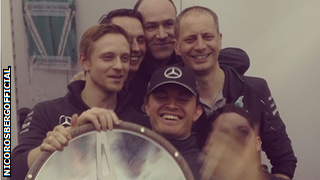 Nico Rosberg shares his victory in Australia with the Mercedes team