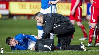 Ian Black was carried off on the hour mark for Rangers.