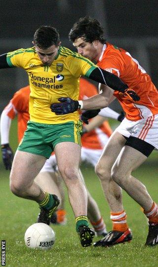 Patrick McBrearty of Donegal in action against Armagh's Aaron Findon