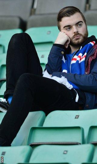 A lone Rangers fan at Easter Road