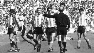 Argentina's Antonio Rattin is sent off against England at Wembley