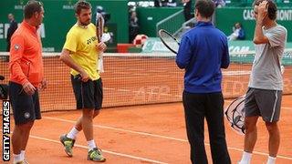 Stanislas Wawrinka and Roger Federer practised together ahead of the final